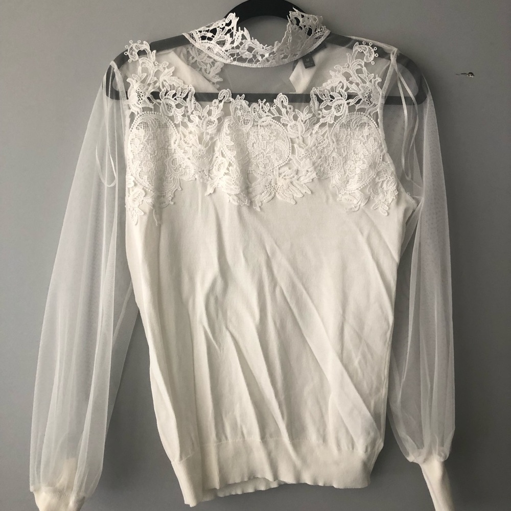 High-Collar Lace Top